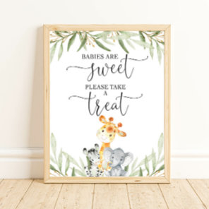 Babies are sweet please take a treat safari animal poster