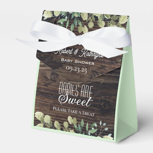 "Babies Are Sweet" Rustic Baby Shower  Favor Boxes (Front Side)
