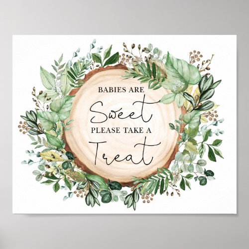 Babies are Sweet Rustic Greenery Baby Shower Favor Poster