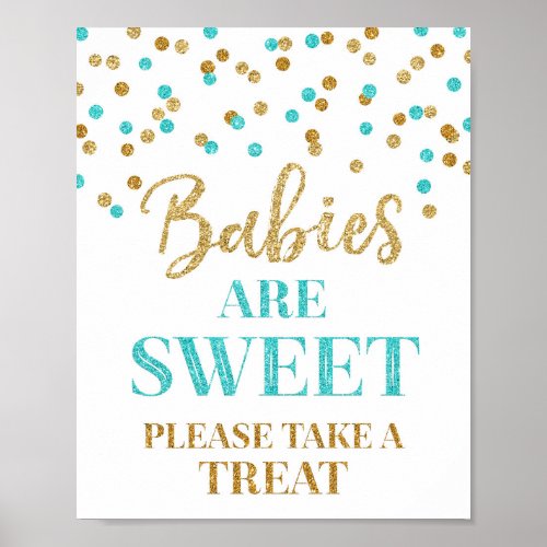 Babies are Sweet Sign Gold Blue Confetti