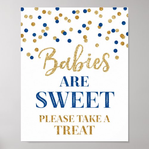 Babies are Sweet Sign Gold Dark Blue Confetti