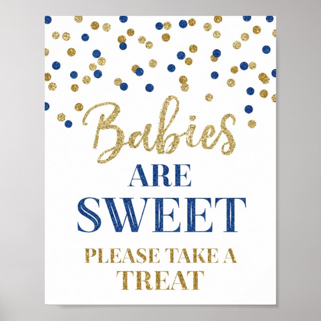 Babies are Sweet Sign Gold Dark Blue Confetti (Front)