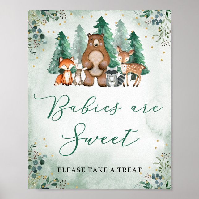 Babies are sweet sign woodland forest animals (Front)