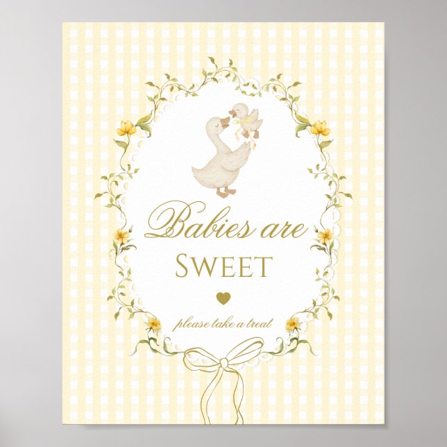 Babies are sweet Silly Goose yellow gingham Poster (Front)