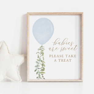 Babies Are Sweet Take a Treat Balloon Baby Shower Poster
