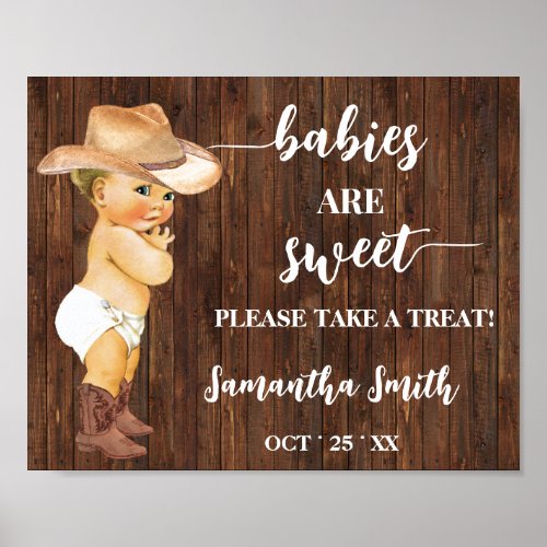 Babies are Sweet take a treat Cowboy Baby Shower Poster