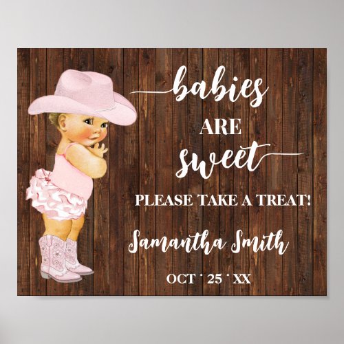 Babies are Sweet take a treat Cowgirl Baby Shower Poster