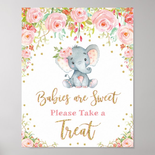 Babies Are Sweet Take a Treat Elephant Shower Sign (Front)