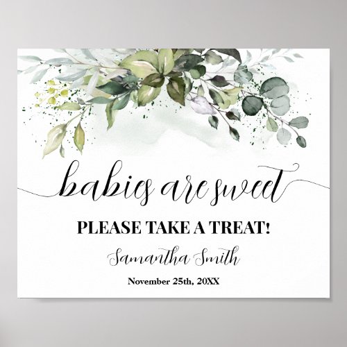 Babies are Sweet Take a Treat Greenery Shower Sign