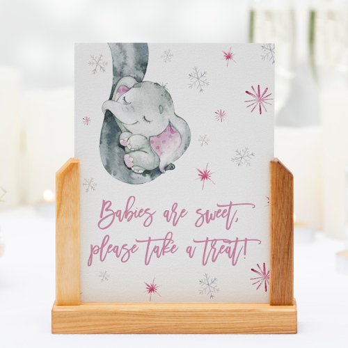 Babies Are Sweet Take A Treat Pink Elephant Favor  Poster