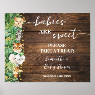 Babies are Sweet Take a Treat Safari Rustic Shower Poster