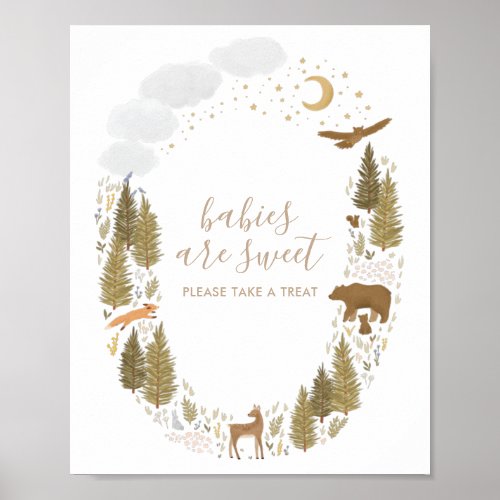 Babies Are Sweet Take a Treat Woodland Baby Shower Poster