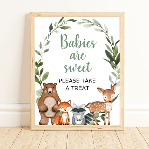 Babies are sweet take a treat woodland favors sign