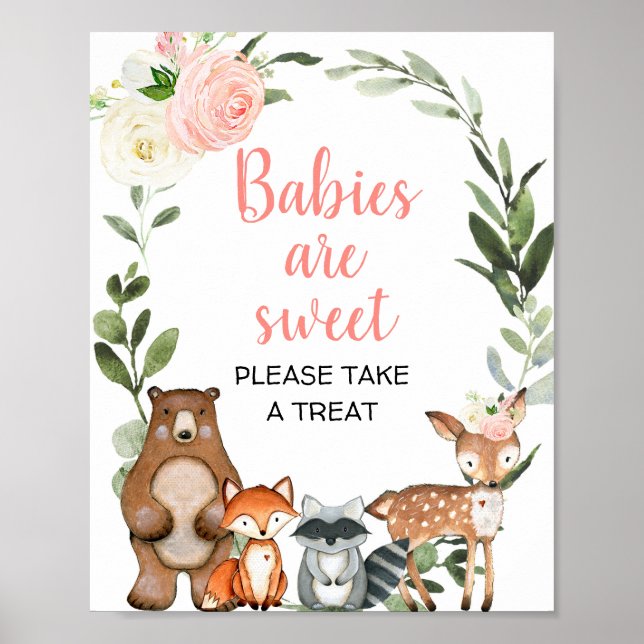 Babies are sweet take a treat woodland favors sign (Front)