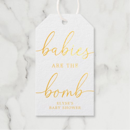 Babies Are The Bomb Gold Foil Favor Gift Tag