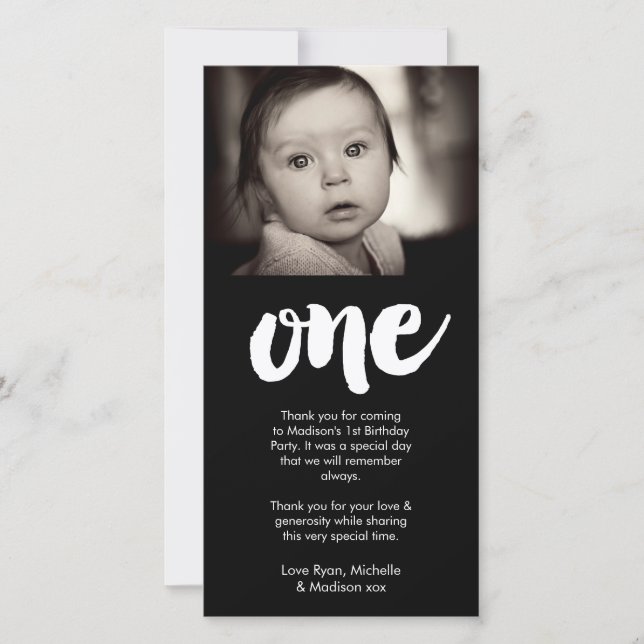 Babies Baby 1st Birthday Thank You Photo Card (Front)