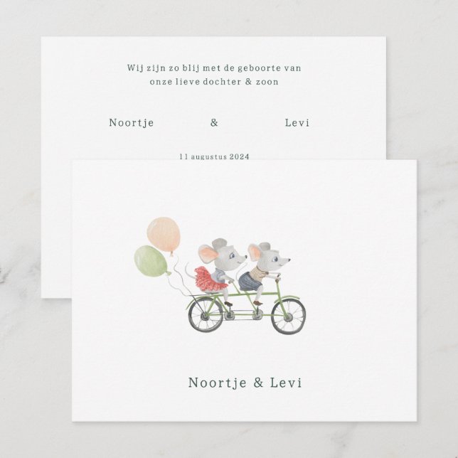 Babies Baby Birth Card Smatty Mouse (Front/Back)