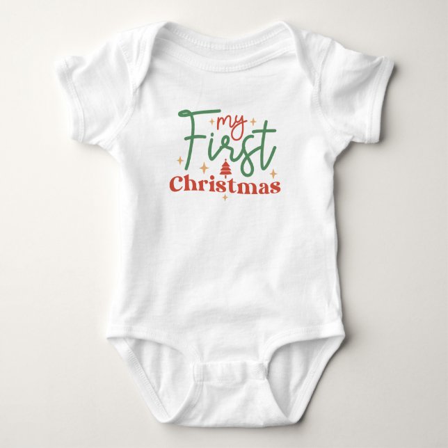 Babies Baby First 1st Christmas Gift for New baby Bodysuit (Front)