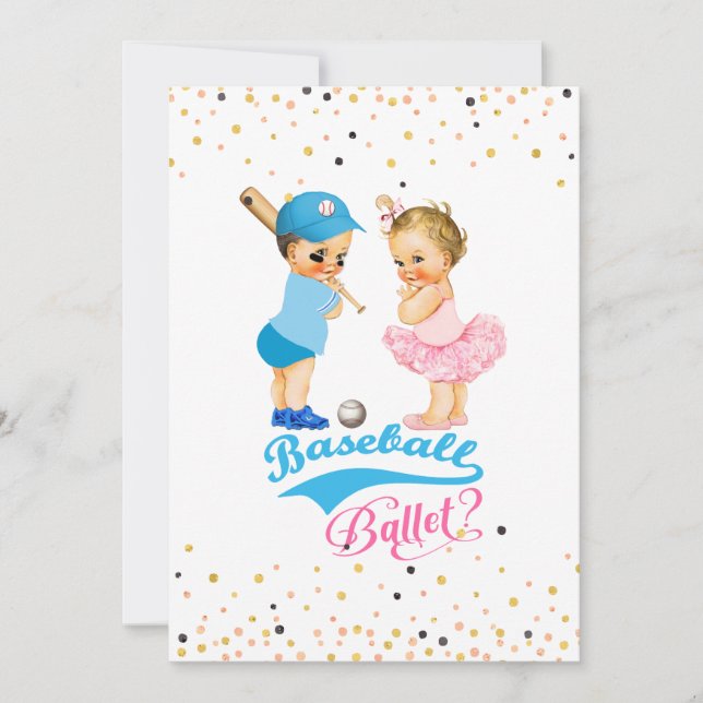 Babies Baseball Or Ballet Gender Reveal Invitation (Front)
