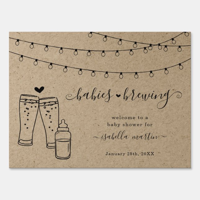 Babies Brewing Beer Toast Shower Welcome Sign (Front)