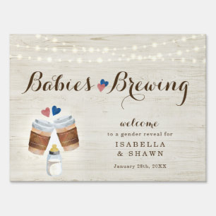 Babies Brewing Coffee or Tea Gender Reveal Welcome Sign