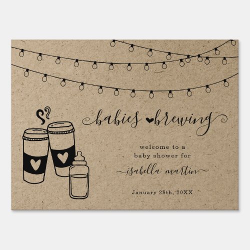 Babies Brewing Coffee or Tea Shower Welcome Sign - Hand painted watercolor toast complemented by beautiful calligraphy on a rustic background.