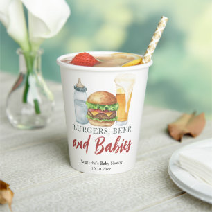 Babies, Burgers and Beer Baby shower Paper Cups