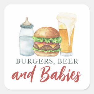 Babies, Burgers and Beer Baby shower Square Sticker