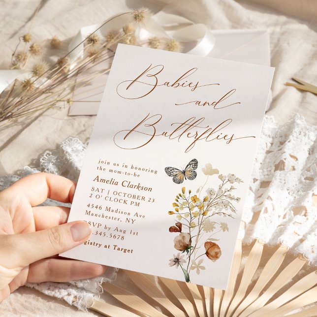 Babies & Butterflies Elegant Baby Shower Invitation (Creator Uploaded)