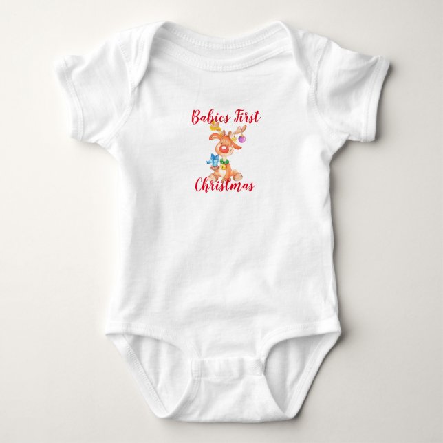 Babies First Christmas Baby Bodysuit (Front)