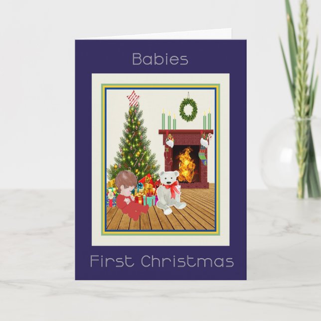 Babies First Christmas Baby Tree & Room Card (Front)