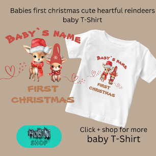 Babies first christmas cute heartful reindeers  baby T-Shirt