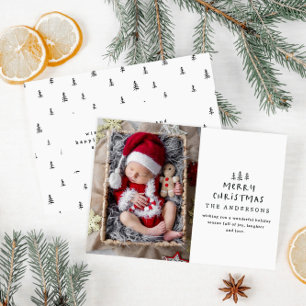 babies first christmas elegant drawn tree photo holiday card