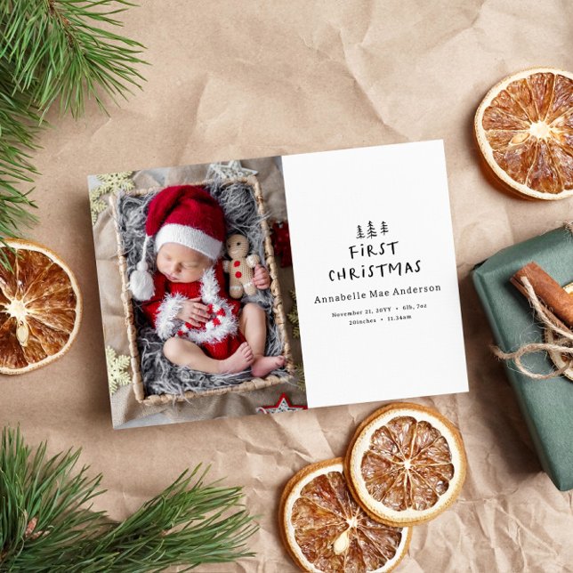 babies first christmas elegant drawn tree photo holiday card (Creator Uploaded)