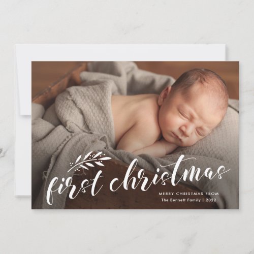 Babies First Christmas Handwritten Baby Photo  Holiday Card