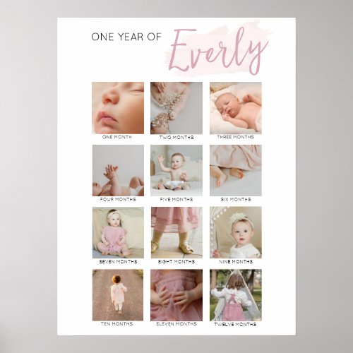 Babies First Year Photo Collage Poster