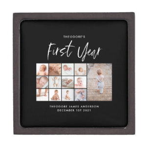 Babies first year photo collage script  gift box