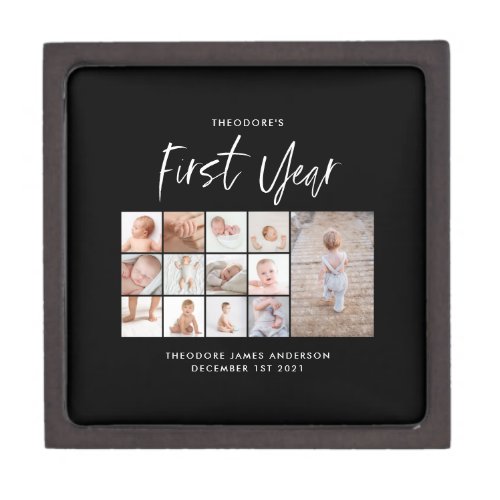 Babies first year photo collage script  gift box