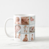 Babies first year photo collage script green coffee mug (Left)