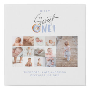 Babies first year photo collage script sweet one  faux canvas print