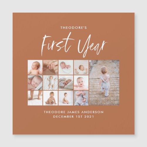 Babies first year photo collage script terracotta