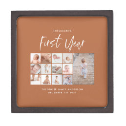 Babies first year photo collage script terracotta gift box