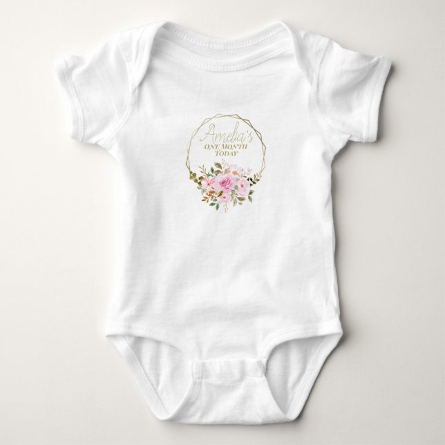 Babies floral Milestone bodysuit (Front)
