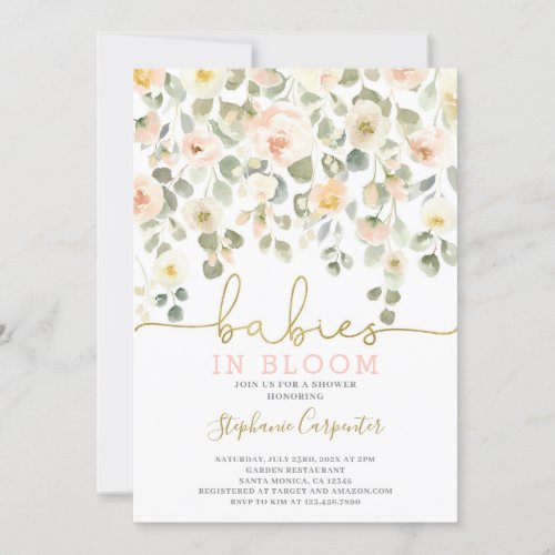 Babies in Bloom blush invitation