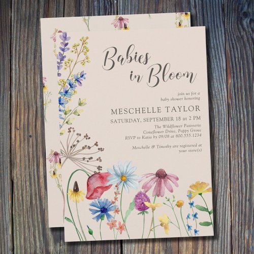 Babies in Bloom Country Wildflower Baby Shower Invitation