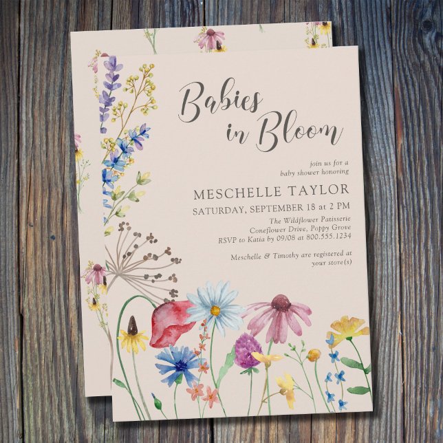 Babies in Bloom Country Wildflower Baby Shower Invitation