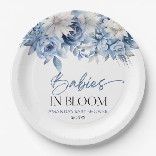 Babies In Bloom Floral Twins Multiples Baby Shower Paper Plates
