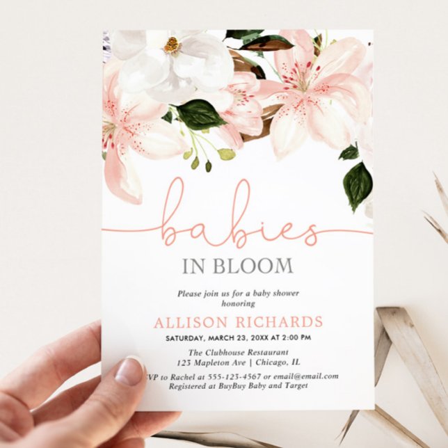 Babies in Bloom lilies twin girls baby shower Invitation (Creator Uploaded)