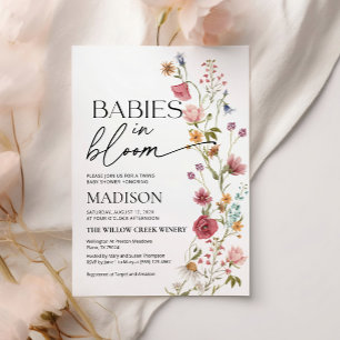 Babies in Bloom    Twins Baby Shower Invitation