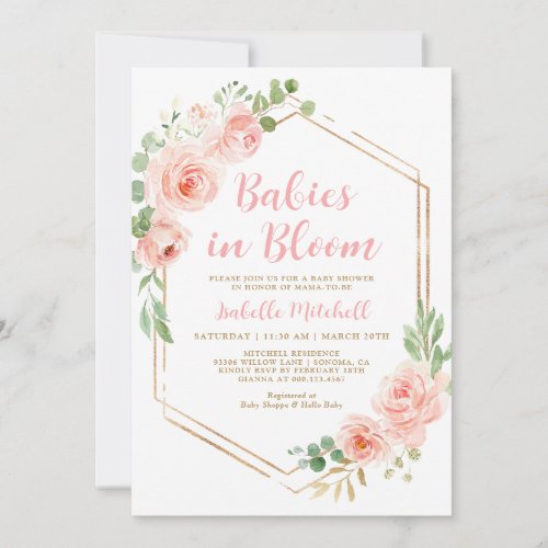 Babies in Bloom Twins Baby Shower Invitation